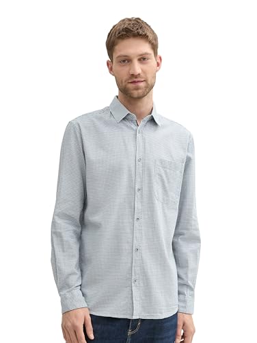 TOM TAILOR Herren Regular Fit Hemd mit Hahnentrittmuster,36016 - White Mint Checked Structure, M TOM TAILOR Herren Regular Fit Hemd mit Hahnentrittmuster,36016 - White Mint Checked Structure, M von TOM TAILOR