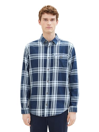 TOM TAILOR Herren Regular Fit Hemd mit Karomuster & Brusttasche, 34631 - Blue Indigo Big Check, XXXL TOM TAILOR Herren Regular Fit Hemd mit Karomuster & Brusttasche, 34631 - Blue Indigo Big Check, XXXL von TOM TAILOR