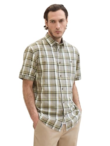 TOM TAILOR Herren Regular Fit Hemd mit Karomuster & Brusttasche, olive multicolor check, S TOM TAILOR Herren Regular Fit Hemd mit Karomuster & Brusttasche, olive multicolor check, S von TOM TAILOR