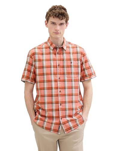 TOM TAILOR Herren Regular Fit Hemd mit Karomuster & Brusttasche, orange multicolour check, XL TOM TAILOR Herren Regular Fit Hemd mit Karomuster & Brusttasche, orange multicolour check, XL von TOM TAILOR
