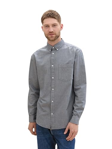 TOM TAILOR Herren Regular Fit Hemd mit Logo-Stickerei an der Brusttasche, 28941 - Navy Chambray, L TOM TAILOR Herren Regular Fit Hemd mit Logo-Stickerei an der Brusttasche, 28941 - Navy Chambray, L von TOM TAILOR