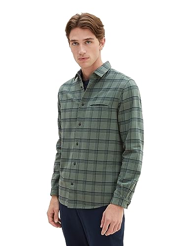 TOM TAILOR Herren 1037447 Regular Fit Karo-Hemd aus Baumwolle, 32306-green dust Navy Check, XL TOM TAILOR Herren 1037447 Regular Fit Karo-Hemd aus Baumwolle, 32306-green dust Navy Check, XL von TOM TAILOR