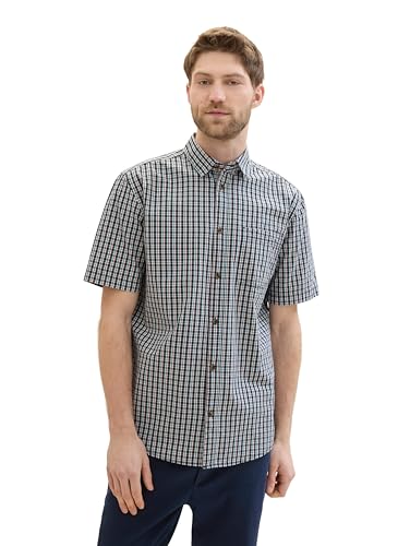 TOM TAILOR Herren Regular Fit Kurzarm-Hemd mit Karomuster, navy multicoloured small check, M TOM TAILOR Herren Regular Fit Kurzarm-Hemd mit Karomuster, navy multicoloured small check, M von TOM TAILOR