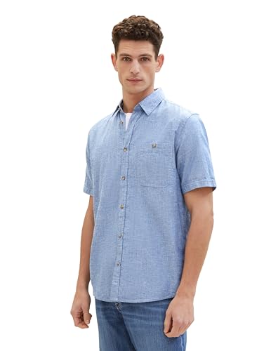TOM TAILOR Herren Regular Fit Leinen Hemd mit Brusttasche, 34922 - Leasure Blue Chambray, XXXL TOM TAILOR Herren Regular Fit Leinen Hemd mit Brusttasche, 34922 - Leasure Blue Chambray, XXXL von TOM TAILOR