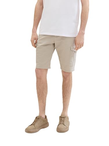 TOM TAILOR Herren Relaxed Fit Cargo Shorts, beige structure print, 32 von TOM TAILOR