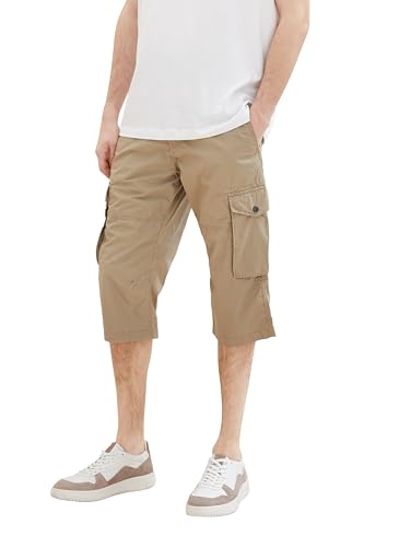 TOM TAILOR Herren Relaxed Fit Overknee Cargo Shorts, beige geometric structure, 30 von TOM TAILOR