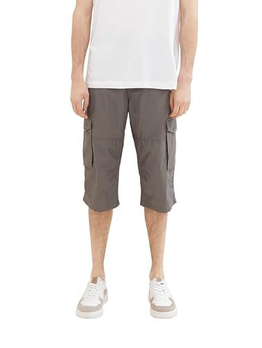 TOM TAILOR Herren Relaxed Fit Overknee Cargo Shorts, grey geometric structure, 27 von TOM TAILOR