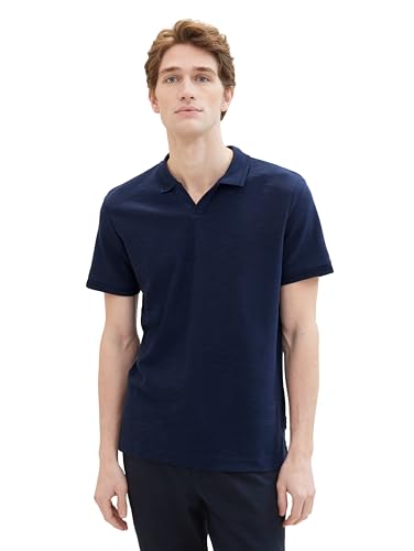 TOM TAILOR Herren Resort Basic Poloshirt mit Struktur, 10668 - Sky Captain Blue, L von TOM TAILOR