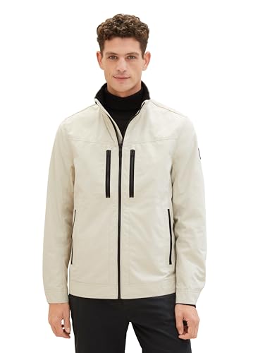 TOM TAILOR Herren Ripstop Fieldjacke mit Reißverschluss-Taschen, 26199 - Beige Alfalfa, XXL von TOM TAILOR