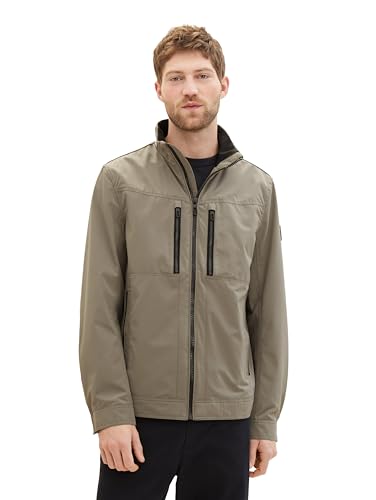 TOM TAILOR Herren Ripstop Fieldjacke mit Reißverschluss-Taschen, 32097 - Smokey Olive Green, XXL von TOM TAILOR