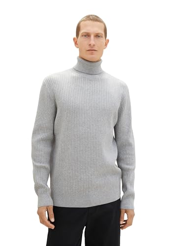 TOM TAILOR Herren Rollkragen-Pullover, Grey Heather Melange, L von TOM TAILOR