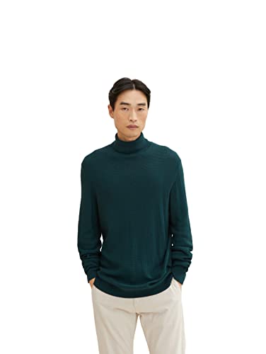 TOM TAILOR Herren Rollkragenpullover mit Wolle 1033528, 10834 - Deep Green Lake, XL von TOM TAILOR