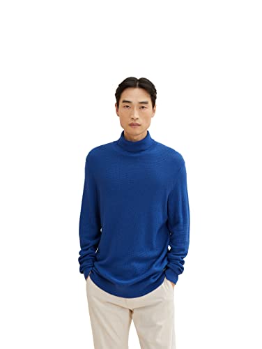 TOM TAILOR Herren Rollkragenpullover mit Wolle 1033528, 11284 - Night Sky Blue Melange, M von TOM TAILOR