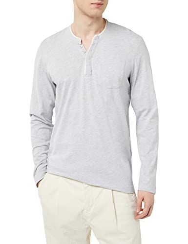 TOM TAILOR Herren Serafino Longsleeve mit Brusttasche 1035551, 15398 - Light Stone Grey Melange, XL von TOM TAILOR