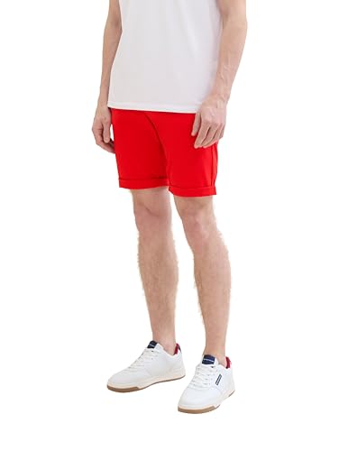 TOM TAILOR Herren Slim Chino Bermuda Shorts mit Stretch, 13189 - Basic Red, 34 von TOM TAILOR