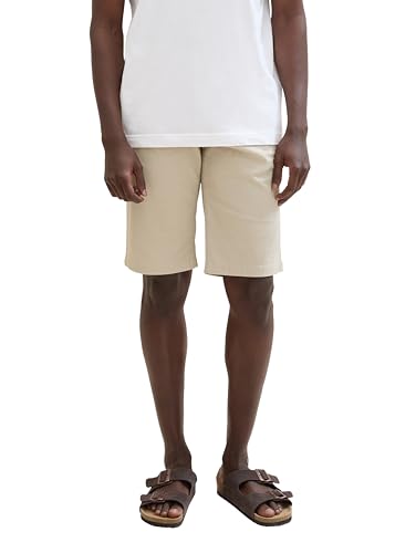 TOM TAILOR Herren Slim Chino Bermuda Shorts mit Stretch, beige structure print, 34 von TOM TAILOR