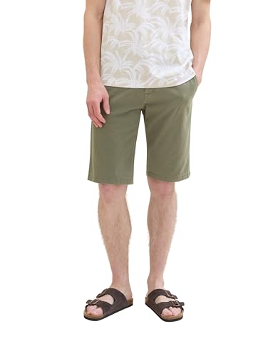 TOM TAILOR Herren Slim Chino Bermuda Shorts mit Stretch, olive structure print, 29 von TOM TAILOR