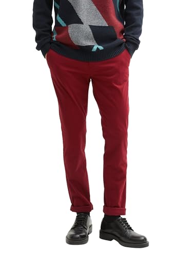 TOM TAILOR Herren Slim Fit Chino Hose mit Gürtel,13721 - Burgundy Dark red, 33/34 von TOM TAILOR