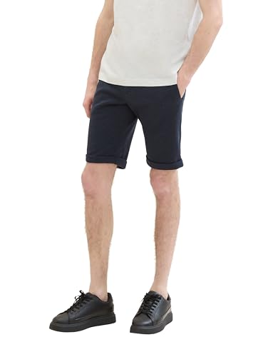 TOM TAILOR Herren Slim Fit Chino Shorts, blue classic melange, 33 von TOM TAILOR