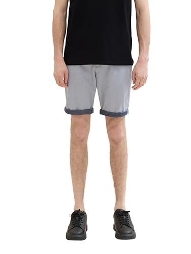 TOM TAILOR Herren Slim Fit Chino Shorts mit Gürtel, white navy quilted dobby, 29 von TOM TAILOR