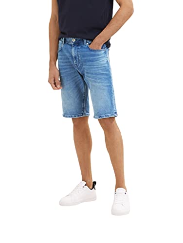 TOM TAILOR Herren Slim Fit Jeans Bermuda Shorts, Blau (10281 - Mid Stone Wash Denim), 38 von TOM TAILOR