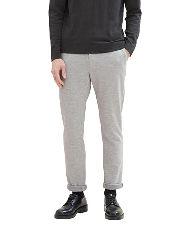 TOM TAILOR Herren Slim Fit Piqué Chino Hose im Jogger-Style mit Gummibund, 10813 - Light Asphalt Mélange, 33/32 von TOM TAILOR