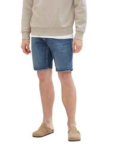 TOM TAILOR Herren Slim Jeans Bermuda Shorts mit Stretch, mid stone wash denim, 36 von TOM TAILOR