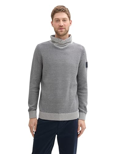 TOM TAILOR Herren Snood Strickpullover,30636 - Grey Melange Blue Structure, XXXL von TOM TAILOR