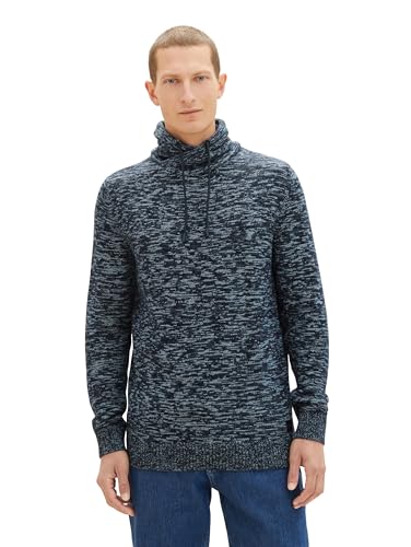 TOM TAILOR Herren Snood Strickpullover aus Baumwolle, navy multicolor mouline, XXL von TOM TAILOR