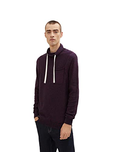 TOM TAILOR Herren Snood Strickpullover mit Brusttasche 1033654, 30968 - Navy Red Structure, L von TOM TAILOR