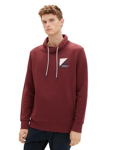 TOM TAILOR Herren Snood Sweatshirt mit Print, Tawny Port Red, M von TOM TAILOR