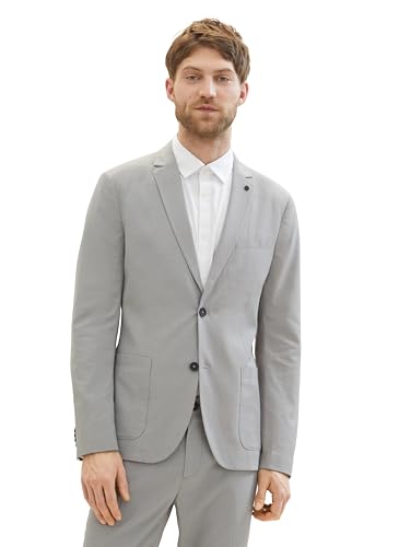 TOM TAILOR Herren Stretch Sakko mit Reverskragen, 35224 - Light Grey White Houndstooth, 48 von TOM TAILOR