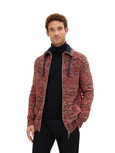 TOM TAILOR Herren Strickjacke 1034638, 30990 - Molten Lava Red Mouline, M von TOM TAILOR