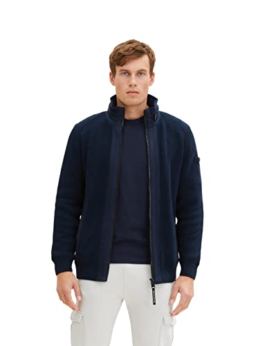 TOM TAILOR Herren Strickjacke mit Stehkragen 1029734, 10668 - Sky Captain Blue, XXL von TOM TAILOR