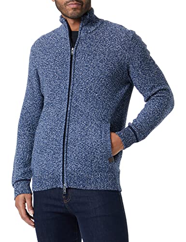 TOM TAILOR Herren Strickjacke mit Stehkragen 1032298, 30423 - Navy White Blue Mouline, XL von TOM TAILOR