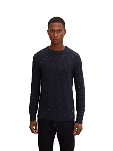 TOM TAILOR Herren Strickpullover 1032288, 30364 - Navy Melange Nep Structure, L von TOM TAILOR