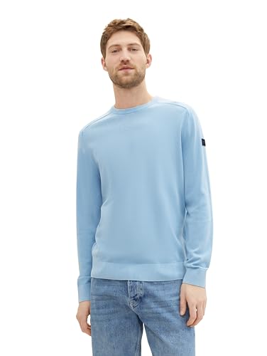 TOM TAILOR Herren Strickpullover aus Baumwolle, 32245 - Washed Out Middle Blue, L von TOM TAILOR