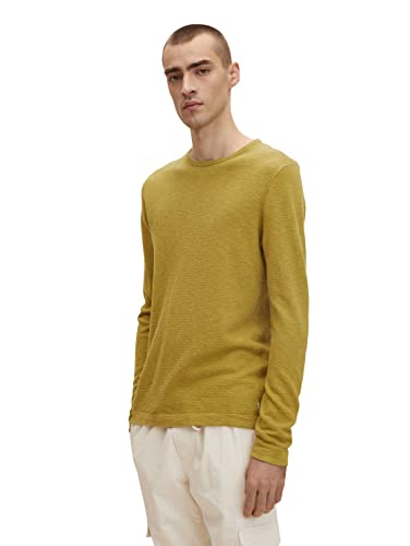 TOM TAILOR Herren Strickpullover aus Leinen 1029754, 27505 - Wooden Moss Green, S von TOM TAILOR