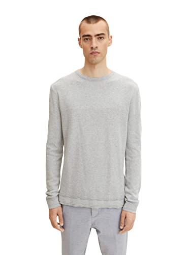 TOM TAILOR Herren Strickpullover im Struktur-Mix 1032284, 30193 - Ordinary Grey Melange, XL von TOM TAILOR