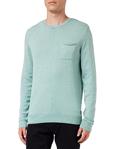 TOM TAILOR Herren Strickpullover mit Brusttasche 1029735, 29282 - Soft Green White Fine Mouline, 3XL von TOM TAILOR