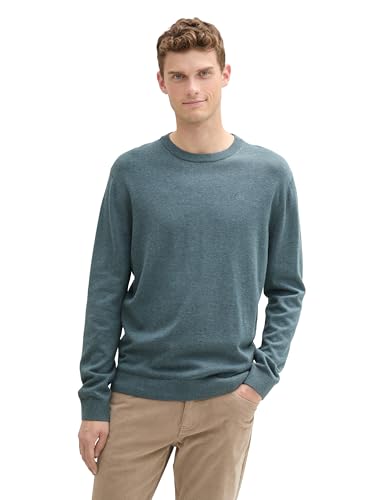 TOM TAILOR Herren 1039810 Strickpullover Mit Crewneck, 36148 - Stormy Teal Melange, XXL EU von TOM TAILOR