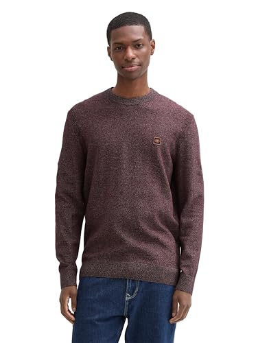 TOM TAILOR Herren Strickpullover mit Logo-Badge, 36916 - Gipsy Purple Multicolor, XXL von TOM TAILOR