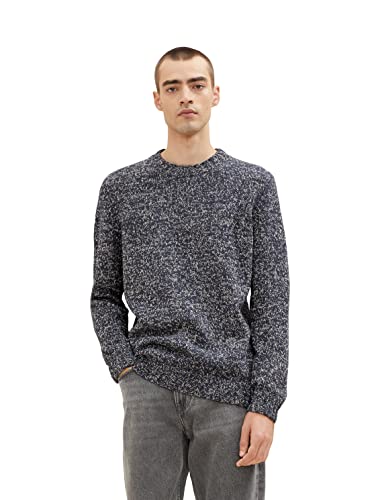 TOM TAILOR Herren 1033662 Strickpullover mit Muster, 30640 - Dark Blue Grey Fancy Structure, L von TOM TAILOR