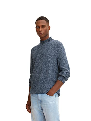 TOM TAILOR Herren Strickpullover mit Rollkragen 1032295, 30423 - Navy White Blue Mouline, 3XL von TOM TAILOR