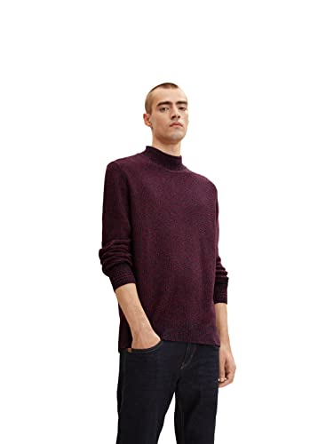TOM TAILOR Herren Strickpullover mit Rollkragen 1032295, 30750 - Red Navy Mouline, XXL von TOM TAILOR