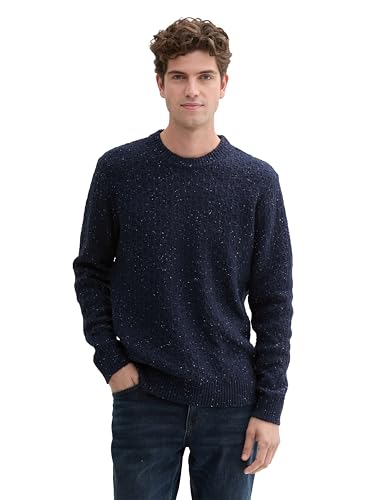 TOM TAILOR Herren Strickpullover mit Rundhals-Ausschnitt, 36978 - Navy Multicolor Neps, XXL von TOM TAILOR