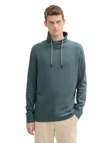 TOM TAILOR Herren Strickpullover mit Schalkragen, 36967 - Stormy Blue Melange Neps, M von TOM TAILOR