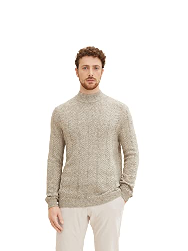 TOM TAILOR Herren Strickpullover mit Stehkragen 1030133, 29231 - Olive Blue Mouline, 3XL von TOM TAILOR