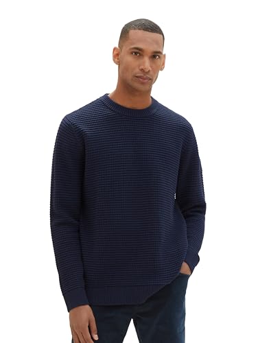 TOM TAILOR Herren Strickpullover mit Struktur aus Baumwolle, sky captain blue, XXL TOM TAILOR Herren Strickpullover mit Struktur aus Baumwolle, sky captain blue, XXL von TOM TAILOR