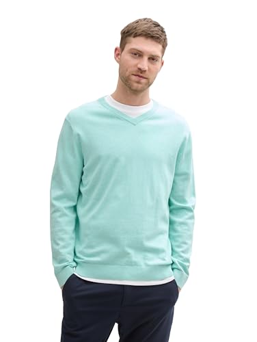 TOM TAILOR Herren Strickpullover mit V-Ausschnitt, 22232 - Soft Mint Green Melange, XXL von TOM TAILOR